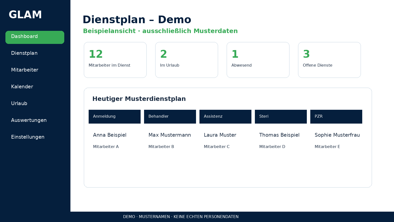 Beispiel eines Dienstplan-Moduls
